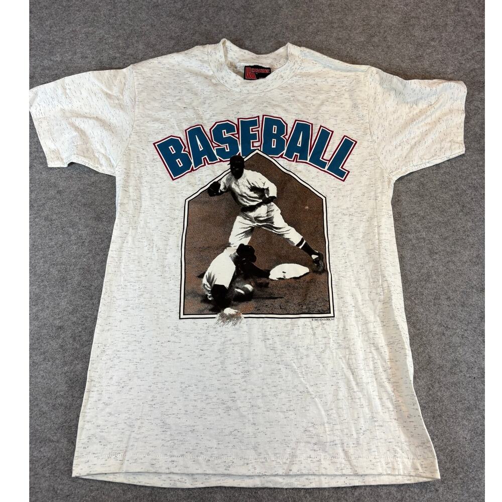 Vintage 90s Holoubek Baseball Shirt Mens Medium White Sports Single Stitch Retro